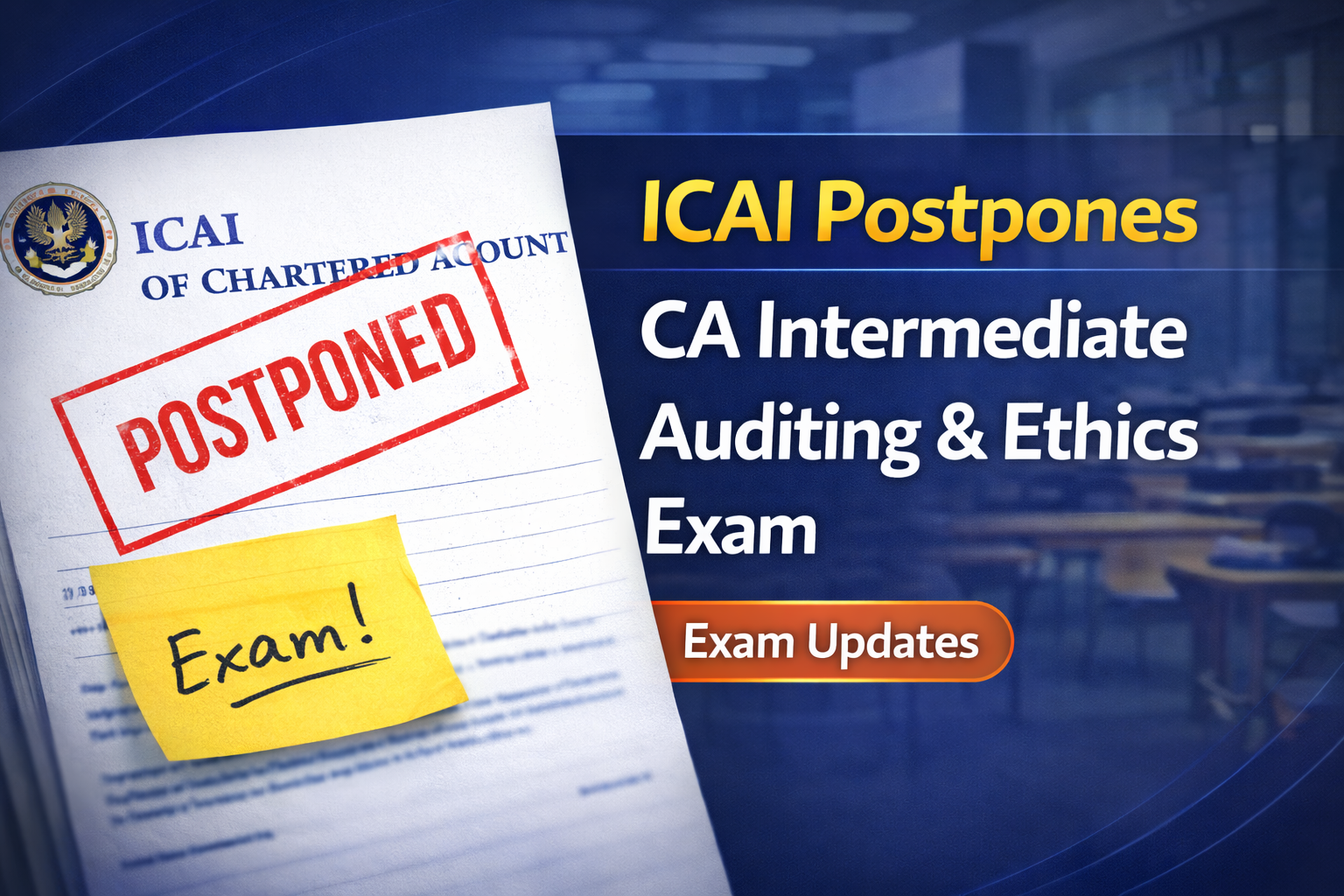 ICAI postpones CA Intermediate Auditing and Ethics exam